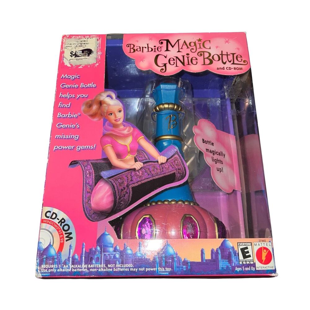 Vintage Barbie Magic Genie Bottle Toy and CD ROM PC Game 2000 Mattel #27445